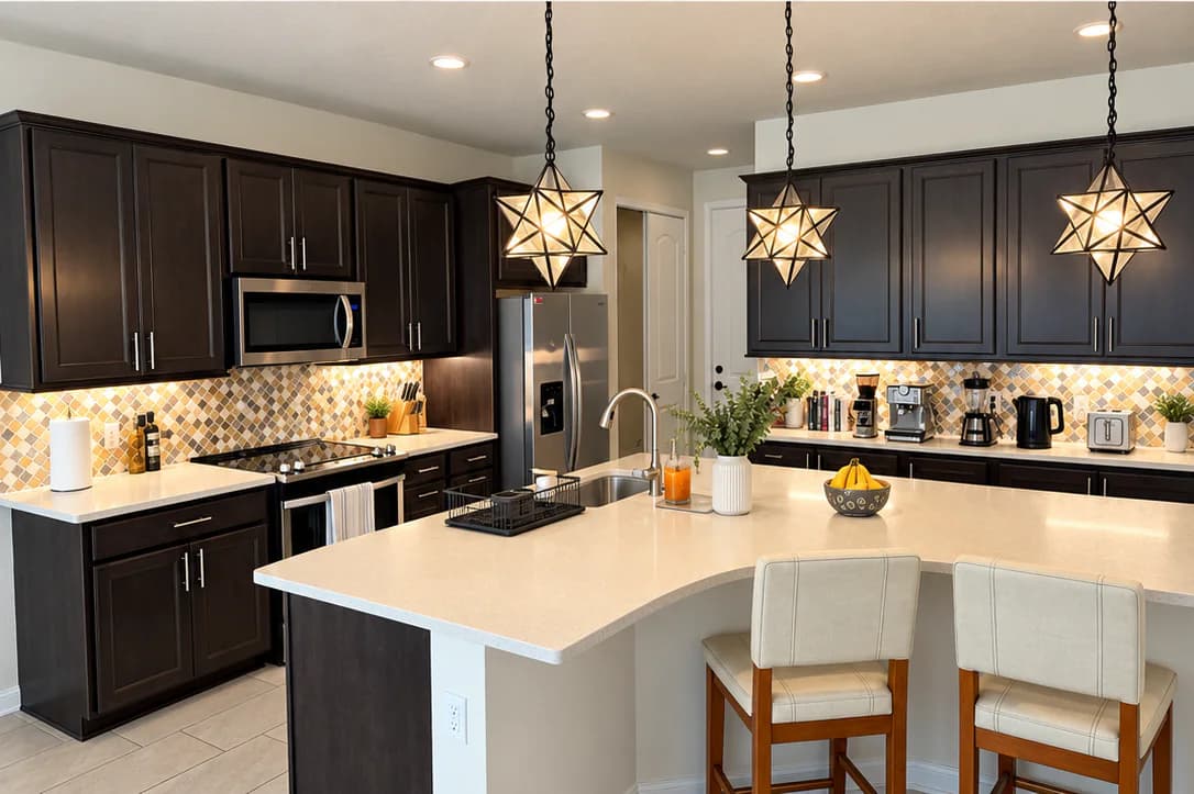 Clean dark cabinet kitchen after Rubi's cleaning service